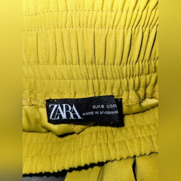 Zara Cropped Loose-fitting Trousers With Tie Elastic Waist In Mustard Size S - Picture 15 of 16